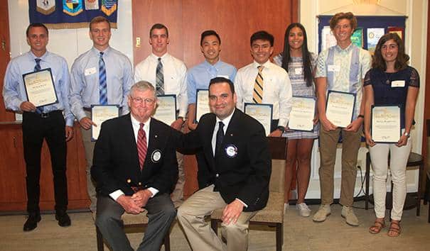 ACADEMY BOUND: Local military academy appointees, from left, Arthur & Mark Wicke, Patrick Crowley, Travis Chandler Lee, Kyle Chiang, Sydney Ann Fortson, Patrick Sterba & Olivia Harrigian; with San Marino Rotary Salute to the U.S. Service Academies program Co-chairs Bill Payne & Aaron Gil, Lynne Eodice Photos